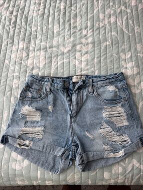 Distressed Light Blue Denim Jean Shorts for Women - Casual Summer Style